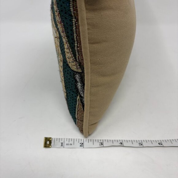 Vintage throw pillow I'd Rather Be Fishing green tan lake needlepoint tapestry - Picture 9 of 9